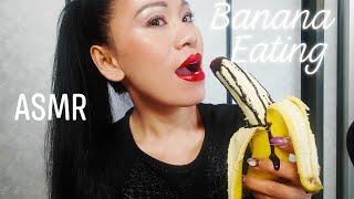 ASMR Banana Eating With Chocolate Whip Cream Intense Mouth Sounds #bananaeats #eatingbanana #asmr