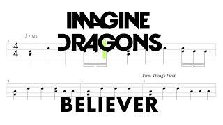 Imagine Dragons - Believer ( Drum Notation | Tutorial) @chamisdrums Bass tabs on @ChamisBass #acdc