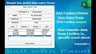 Add/Update & Delete in Data Entry Form with List Box Control using VBA.