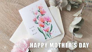 DIY Mother's day WATERCOLOR FLORAL cards Simple and easy | Paint with me in real time