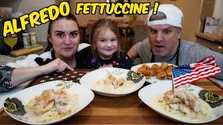 Brits Try American Fettuccine Alfredo for the first time! (What on Earth?!?!)