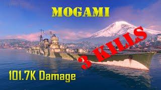 World of Warships - Mogami - 2,327 Base XP, 3 Kills, 101.7K Dmg