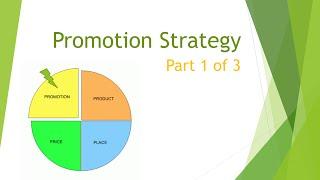 Marketing Mix: Promotion Strategy part 1