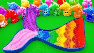 Making Fishtail Bathtub by Mixing Glitter SLIME in Rainbow Unicorn CLAY Coloring..! Satisfying ASMR
