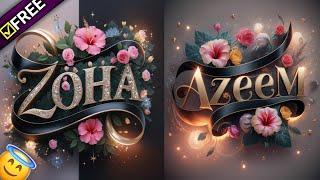 How To Make 3D Name Art Dp On Multi Colour Backdrop With Decorated Flowers | Bing Ai & ideogram Ai