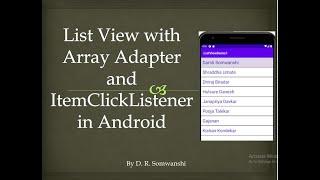 ListView With ArrayAdapter and List Item Click Listener in Android