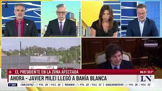 Javier Milei llegó a Bahía Blanca y se encuentra en el centro de monitoreo