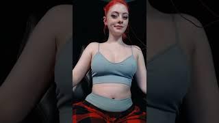 Redhead girl belly burps