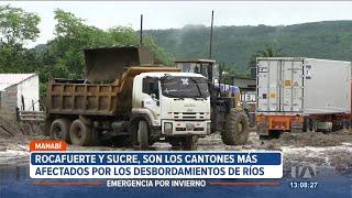 2 cantones de Manabí son afectados por los desbordamientos de ríos