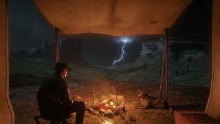 Camping In A Thunderstorm With Arthur And His Dog Companion | RDR2 ASMR