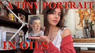 An art vlog: full process of painting a tiny portrait in oils