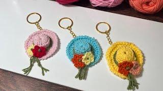 Crochet Hat Keychain | Step-by-Step Beginner’s Guide. Check description