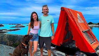 Deserted Island Camping In Tiny Inflatable Cabin