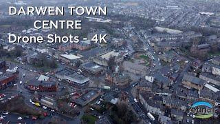 Darwen Town Centre Drone Shots - Snowing Grim Wet Cold