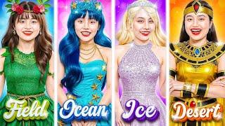 Poor Ocean Vs Rich Field Vs Giga Rich Desert Vs Ultra Rich Ice Girl At Fashion Contest!