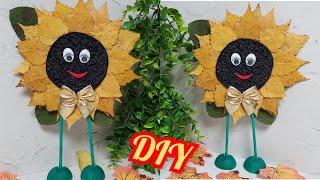 ОСЕННИЕ ПОДЕЛКИ своими руками.ПОДЕЛКИ из ПРИРОДНОГО МАТЕРИАЛА.ПОДСОЛНУХ. SUNFLOWER CRAFTS. DIY.