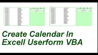 Calendar In Excell VBA Userform