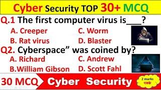 TOP 30 MCQ Cyber Security  important  Computer questions for MPPSC PRE Unit10 #virus #cybersecurity