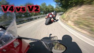 PANIGALE V4 vs V2 | POV ONBOARD DUCATI STREET RACE | CRASH AND POLICE