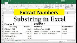 how to extract numbers from a cell in excel