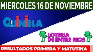 Quinielas Primera y matutina de Córdoba y Entre Ríos, Miércoles 16 de Noviembre