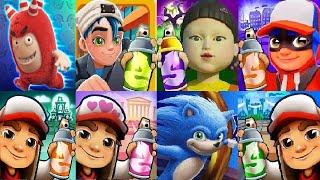 Subway Surfers HALOWEEN VS Oddbods Turbo Run VS Squid Game Doll VS Subway Rush VS SONIC DASH