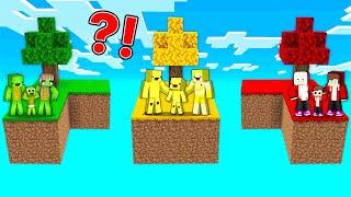 JJ Family vs Mikey Family vs Banana Kid Family on SKYBLOCK Survival in Minecraft! (Maizen TV)