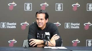 Erik Spoelstra Talks Miami Heat Win Over Sixers, Return Of Jimmy Butler, Dru Smith and Alec Burks