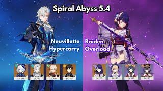 C0 Neuvillette Hypercarry & C1 Raiden Overload | Spiral Abyss 5.4 | Genshin Impact