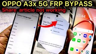 Oppo A3x 5G Frp bypass Android 14 | How to remove password in oppo A3x 5G