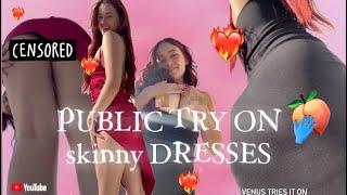 Modeling Skinny Dresses in Public!  Slim Thicc Girl Next Door