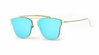 Aevogue blue mirror finish polarized gold frame sunglasses