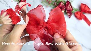 How to make a Triple Bow With Ribbon| Ribbon bow | Bow making