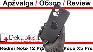 Xiaomi Redmi Note 12 5G/Poco X5 5G 4n1 silicon dėklas-чехол-case with ring - black color