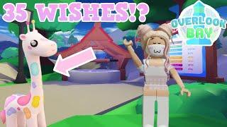 ⭐USING 35 WISHES AT THE WISHING WELL!!Roblox Overlook Bay