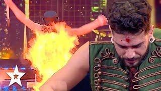 CRAZY StuntMan Sets Himself on FIRE & Cuts Himself! | Got Talent Global