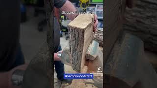 Slabbing this cedar elm that will be made into boards #varrickwoodcraft #woodworking #woodcraft