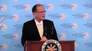 Philippines President Benigno S. Aquino III speaks to the Los Angeles World Affairs Council Feb 16