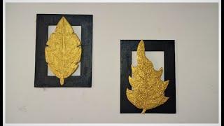 Wall Hanging Craft Ideas | Cardboard Crafts Wall Art | DIY Golden Leaf | Metallic look Wall Art