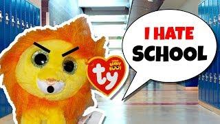 The beanie boo family  Bushy the Lion's first day of school