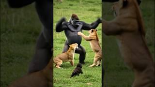 Father Gorilla Fights Off Lions to Save Her Baby