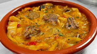 Stew with beef and cabbage. Super easy recipe.