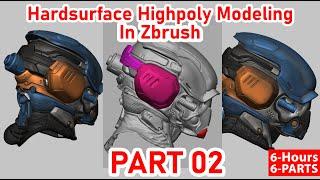 Hardsurface helmet Highpoly modeling in Zbrush Part_02