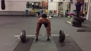 405 lb deadlift for 3 reps at 150 lbs body weight