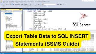 Export Table Data to SQL INSERT Statements (SSMS Guide)