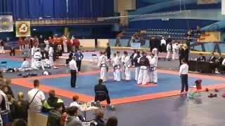 Team sparring, Estonia (Blue) Vs Russia (Red),  European Taekwondo ITF Championship, Minsk 2014.