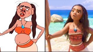 Moana & Maui funny face memes  baby Moana drawing meme  funny art