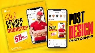 Pizza Delivery Service Social Media Banner Design Tutorial | Adobe Photoshop Tutorial