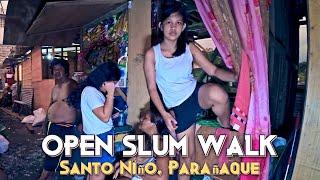 Ultra Rarely Seen Slum Area Community In Barangay Santo Niño At Night | Parañaque City | [4K] 