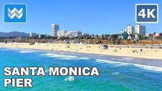 [4K] Santa Monica Pier in Los Angeles, California USA - Walking Tour & Travel Guide  Binaural Sound